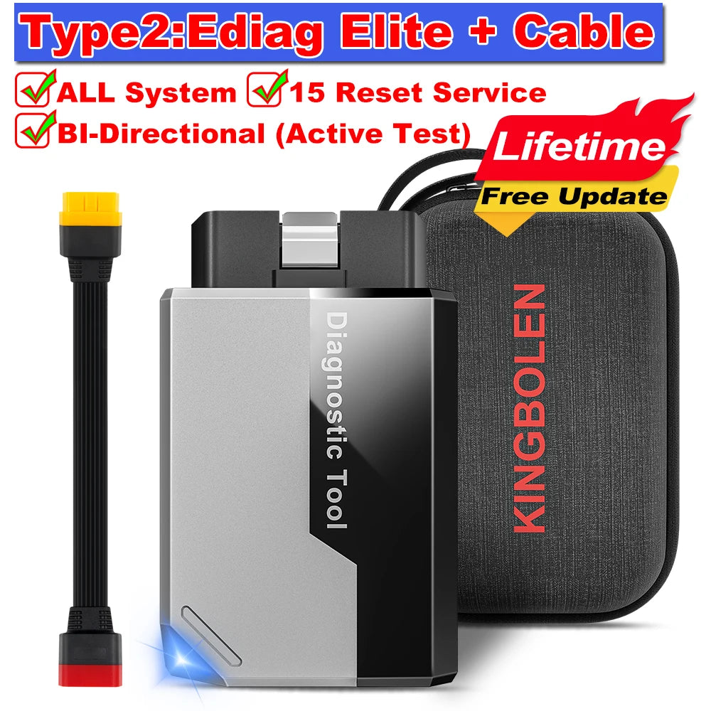 KINGBOLEN EDIAG ELITE All System OBD2 Scanner Car Diagnostic Tools 15 Reset Active Test CAN FD FCA Autoauth Lifetime Free Update