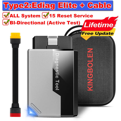 KINGBOLEN EDIAG ELITE All System OBD2 Scanner Car Diagnostic Tools 15 Reset Active Test CAN FD FCA Autoauth Lifetime Free Update