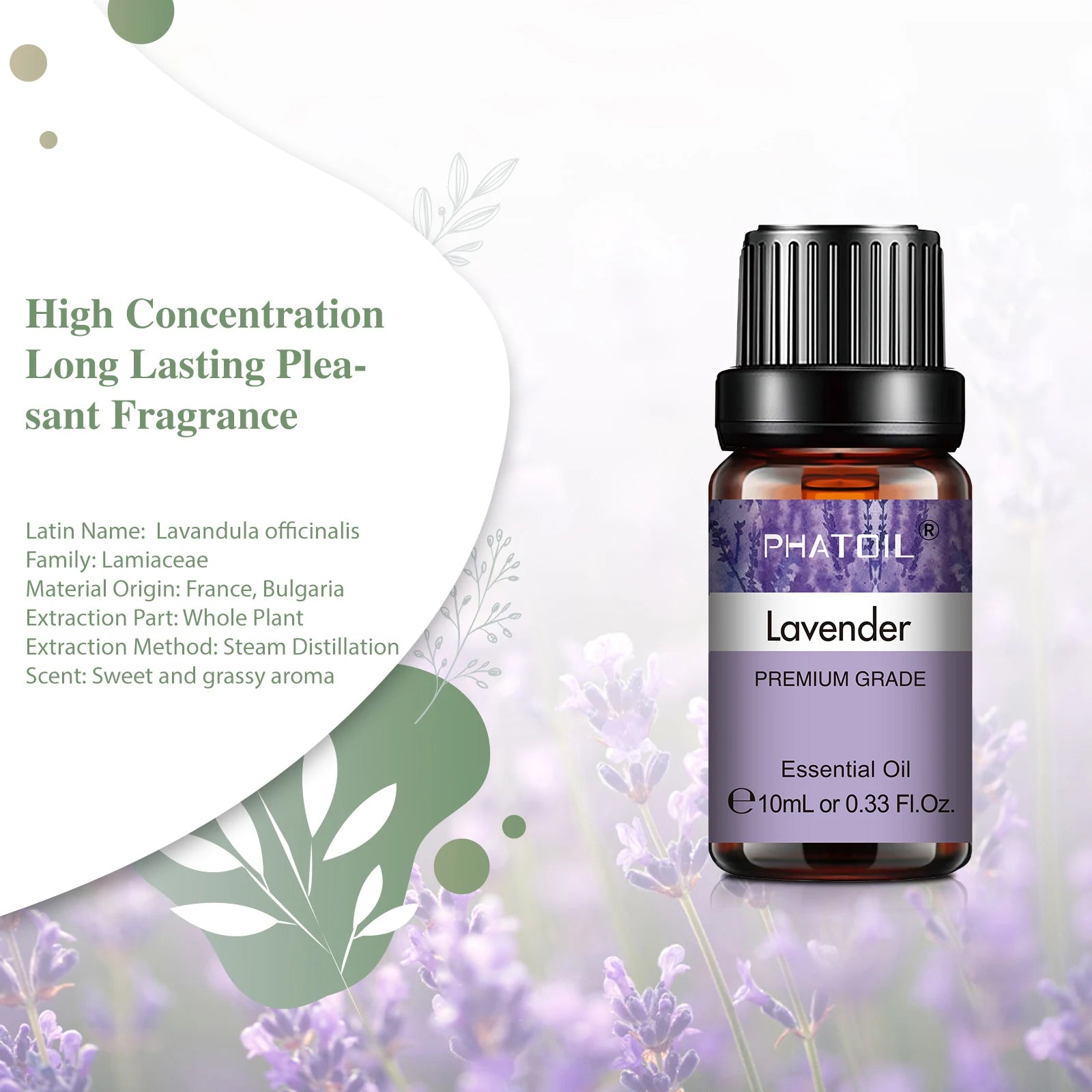 Óleo Essencial de Lavanda 10ml – Puro e Natural para Difusor e Umidificador (Aromaterapia) – Também disponível em aromas de Jasmim e Baunilha – Ideal para velas e sabonetes artesanais