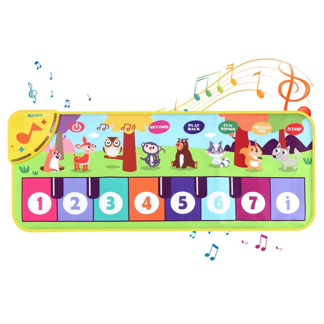 80*30cm Multifunctional Kids Musical Piano Mat Baby Keyboard Floor Dancing Mat 8 Animal Sounds Educational Toys for Children Gifts 