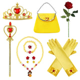 Kids Belle Cosplay Party Princess Dress Beauty Beast Princess Clothes Halloween Event Festival Party Flowers Print Costume