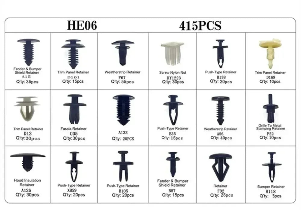 800pcs-100Pcs Car Fastener Clip Kit Fender Rivet Plastic Clips Auto Body Push Retainer Pin Rivet Bumper Door Trim Panel Repair