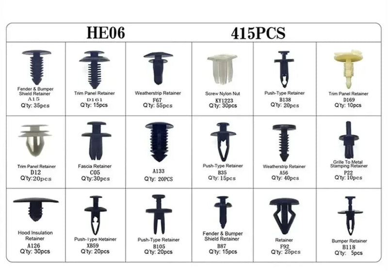 800pcs-100Pcs Car Fastener Clip Kit Fender Rivet Plastic Clips Auto Body Push Retainer Pin Rivet Bumper Door Trim Panel Repair