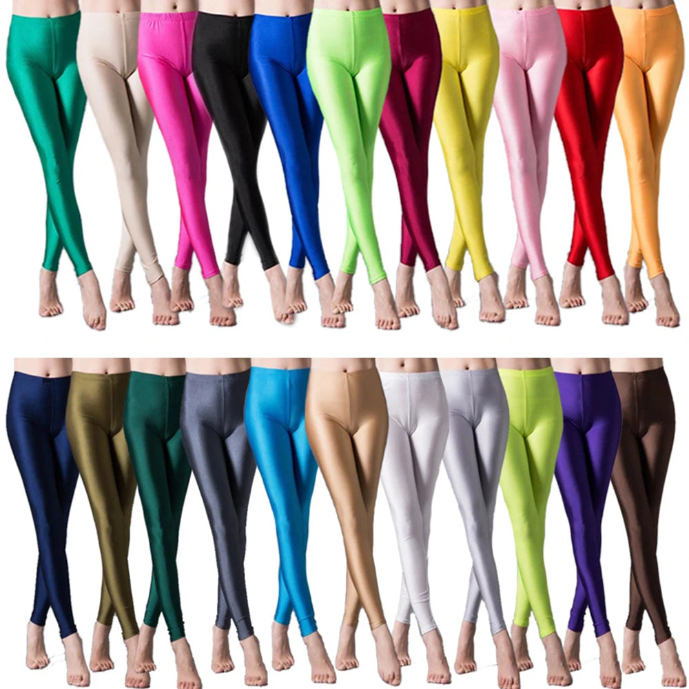 Leggings ajustados de alta elasticidad, pantalones pitillo ajustados de talla grande, pantalones brillantes, pantalones de yoga para mujer, leggings ajustados sexis y agradables para la piel. 