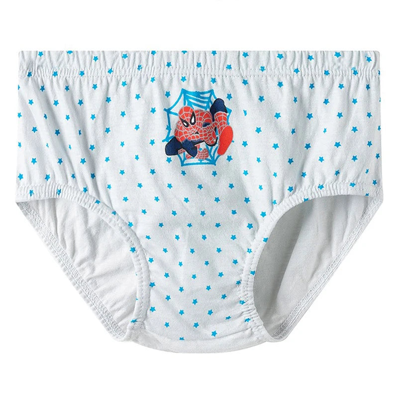 5-Piece Boy's Cotton Briefs Fashion Cool Spider-Man Print Pattern Children's Triangle Underwear Washable Breathable Boys Panties