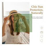 High Quality Flat Top Boater Sun Hat Straw Hat For Men & Women Summer Travel & Beach With Wide Brim UV Protection