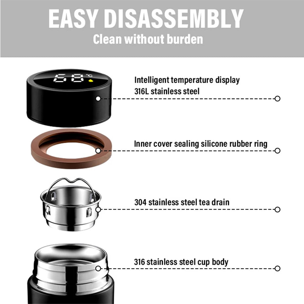 1pc Thermos Bottle Smart Cup With Temperature Display 304 Stainless Steel Vacuum Insulated Intelligent Cup For Audi S Line A1 A2