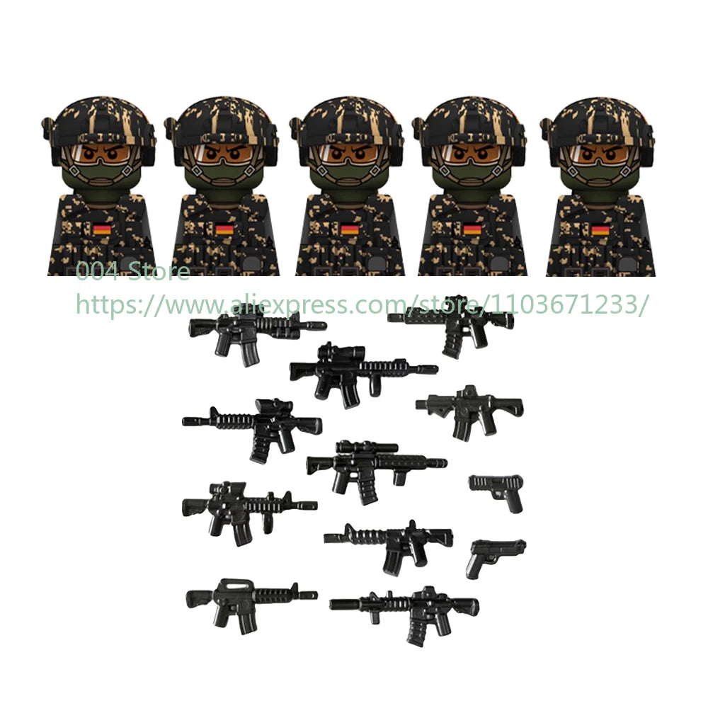 Military Special Forces Action Figure Building Blocks Ghillie Suit Weapons Sniper SWAT Ghost KSK Police Bandit Boy Toy Gift F029