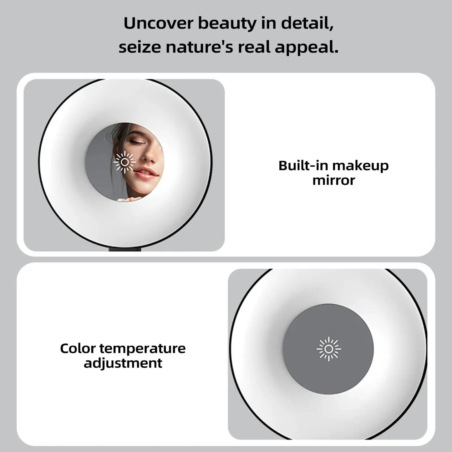 Anillo de luz magnético para selfies, luz de relleno magnética para smartphone, mini luz de bolsillo para selfies para iPhone, XIAOMI, HUAWEI y SAMSUNG (2500K-9000K)