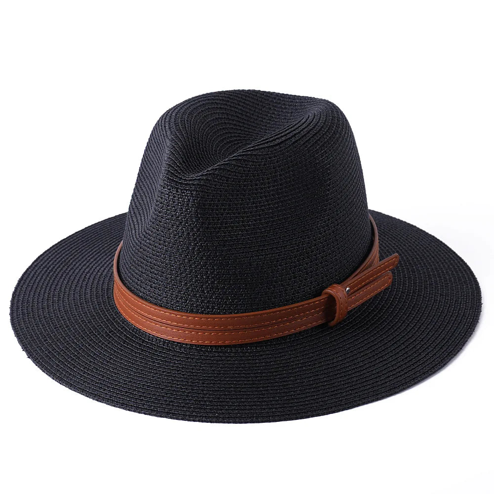 56-58-59-60CM New Natural Panama Soft Shaped Straw Hat Summer Women's/Men's Wide Brim Beach Sun Cap UV Protection Fedora Hat