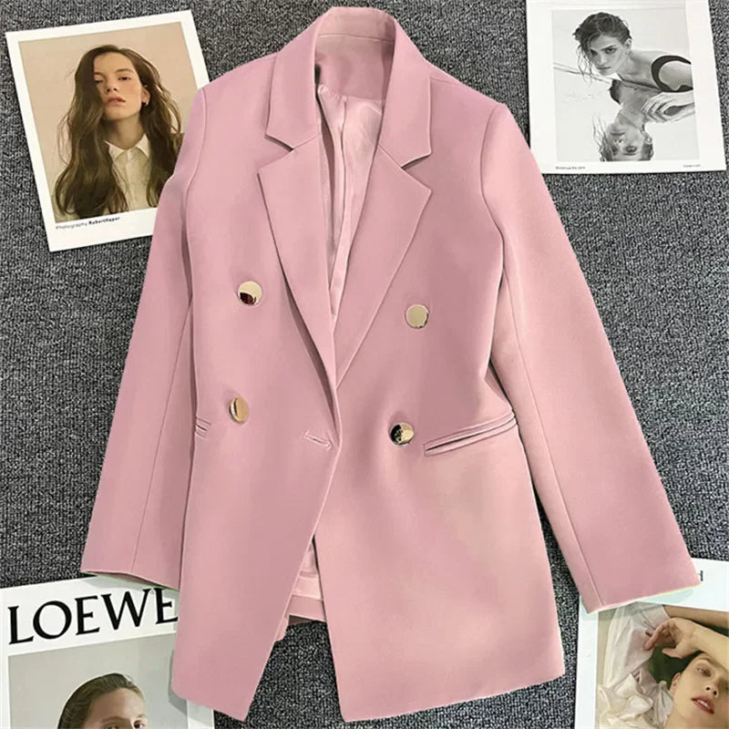 Green Metal Buckle Women's White Suit Jacket Casual Versatile High-end Feel Western-style Clothes Spring/autumn 2023 New