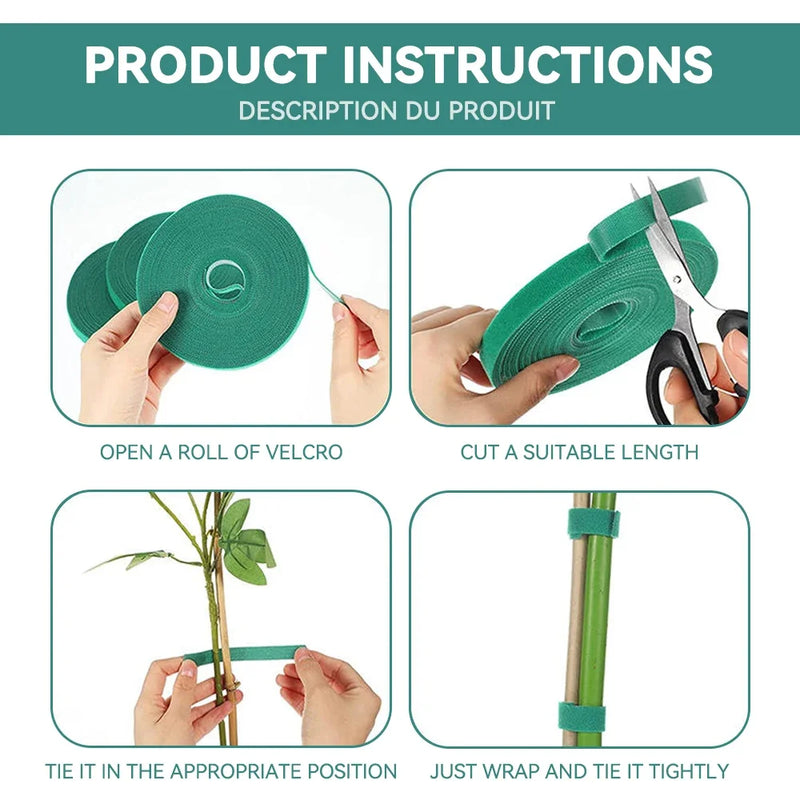 Laço De Cabo De Nylon Para Plantas Flores Crescendo Escalada, Suporte De Plantas Reutilizáveis, Prendedor De Gancho E Loop, Acessórios De Jardim