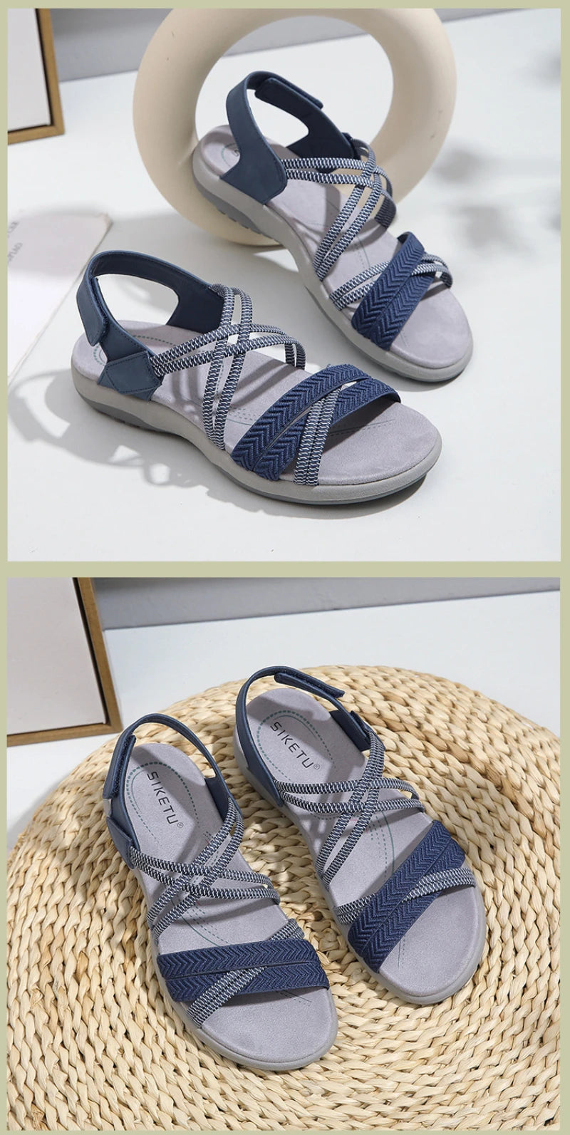 New 2025 Sports Sandals Rubber Velcro Large Size Women's Shoes Casual Comfortable Breathable Simple Summer Middle-Aged People