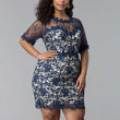 Vestido de encaje para mujer, de manga corta, talla grande, elegante, informal, para discoteca, sexy, de moda de verano 