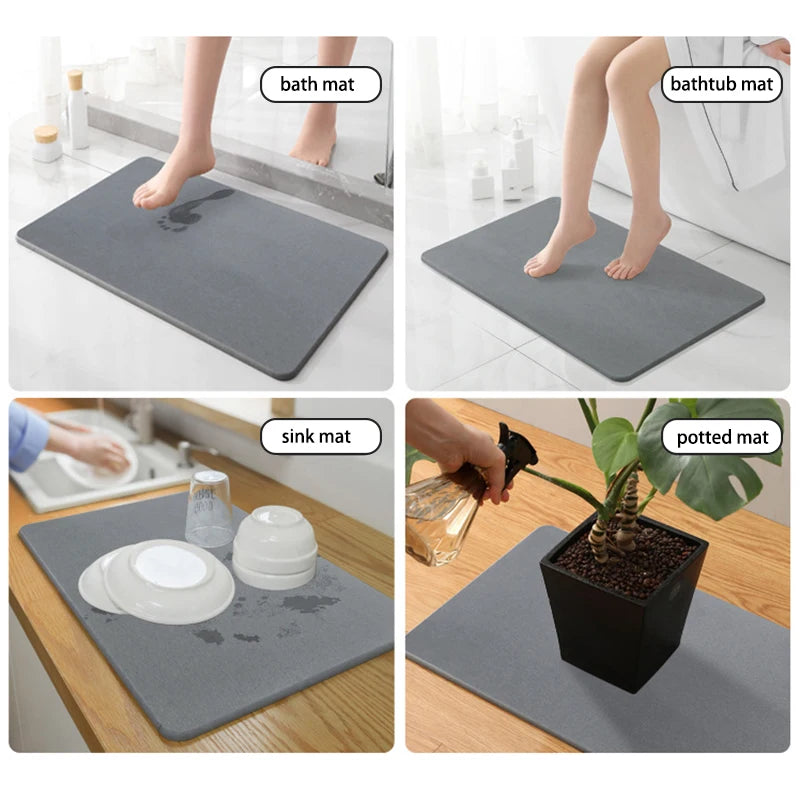 Ultra Non Slip Bath Mat Super Absorbent Bathroom Rug Quick Dry Stone Bathroom Mat 100% Diatomaceous Earth Shower Rug ﻿ 발매트