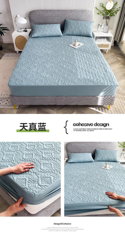 Waterproof Mattress Protector Thicken Fitted Bed Sheet Breathable & Noiseless Mattress Pad for Twin/Double/Queen/King Size Beds