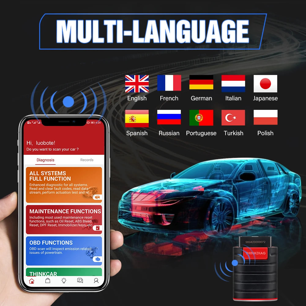 THINKCAR Thinkdiag hot Version Full System all car 16 Reset Service 1 Year Free OBD2 Diagnostic scan Tool Active Test ECU Coding