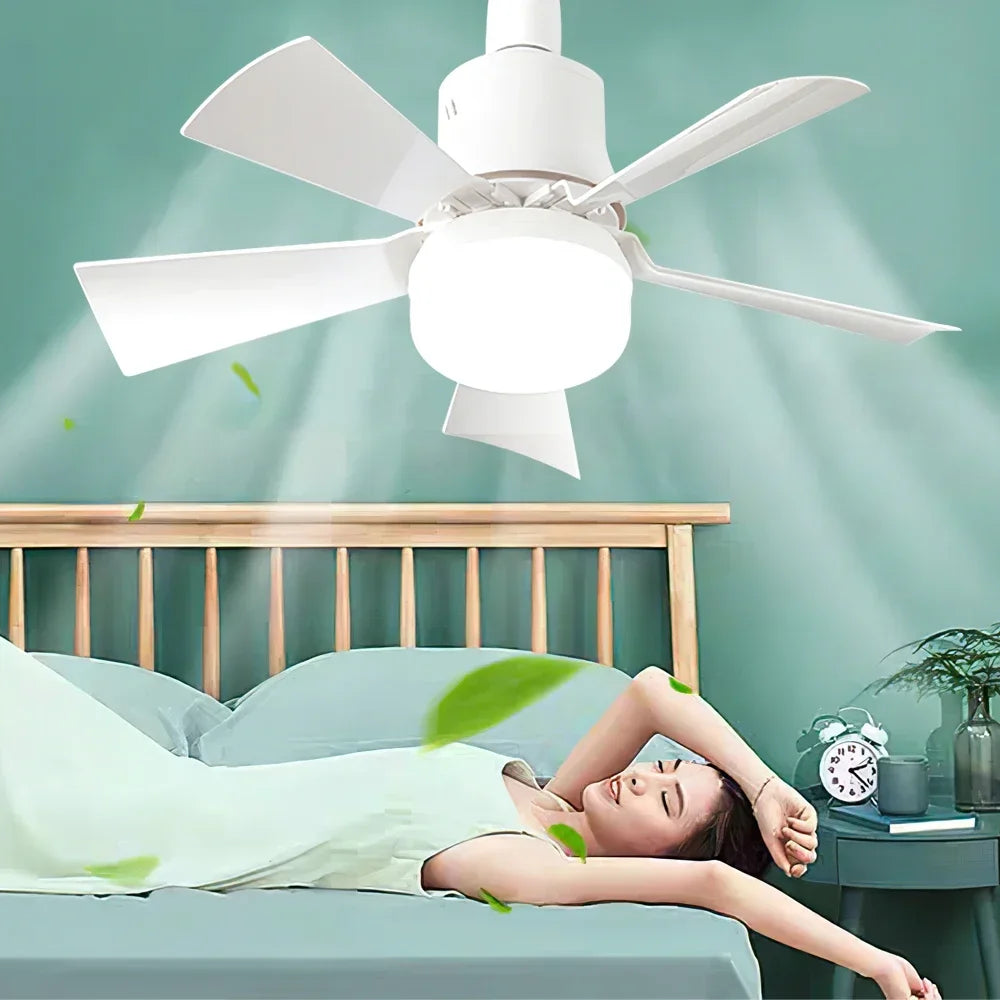 E27 Screw Head LED Fan Light Remote Control Three Color Dimming Detachable Fan Leaf for Kitchen Bedroom Smart Silent Use 85-265V