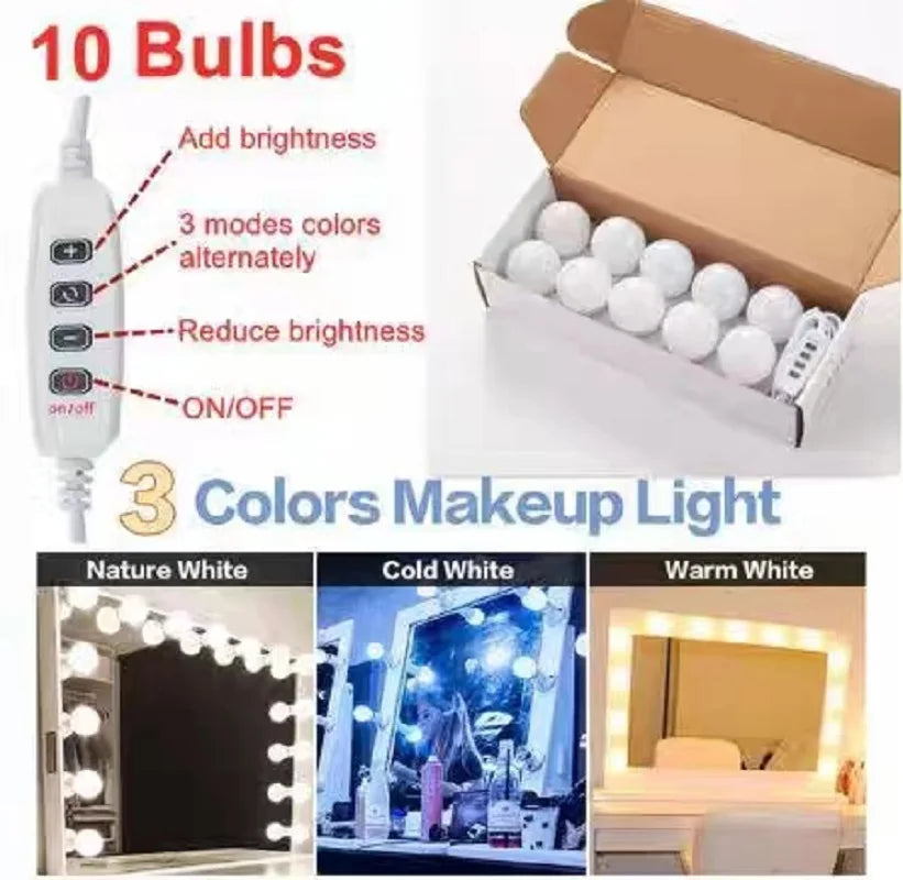 LED Light Paste Mirror Makeup Light Bulbs, Makeup Mirror Vanity Led 5v 2A Light Bulbs, Led Lamp USB Cosmetic Lighted Table,10pcs