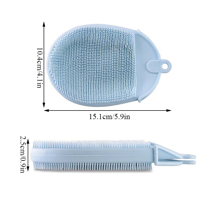 Exfoliating Sponge Dead Body Scrubber Skin Head Washing Brush Comb Silicone Bristle Bath Brush Scalp Massager Bath Tool Hygienic