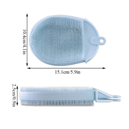Exfoliating Sponge Dead Body Scrubber Skin Head Washing Brush Comb Silicone Bristle Bath Brush Scalp Massager Bath Tool Hygienic
