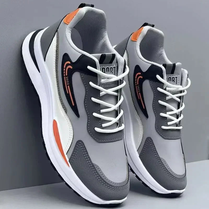 Zapatillas deportivas informales de retazos para hombre, zapatos de malla transpirables para hombre, zapatillas de tenis para correr al aire libre, zapatillas masculinas cálidas con cordones y antideslizantes.
