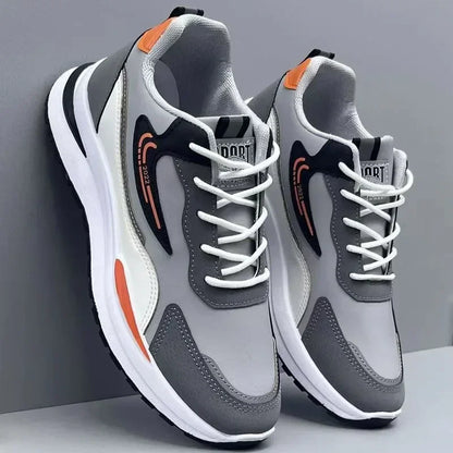 Zapatillas deportivas informales de retazos para hombre, zapatos de malla transpirables para hombre, zapatillas de tenis para correr al aire libre, zapatillas masculinas cálidas con cordones y antideslizantes.