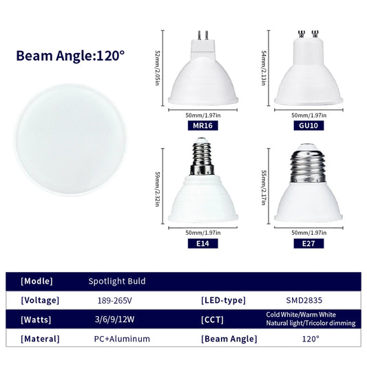 1/4/6/10pcs LED Spotlight GU10 MR16 E27 E14 220V High Lumen 3000K/4000K/6000K LED Light Lamp For Home Decoration Replace