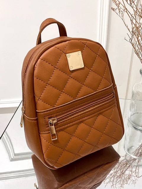 Women Plaid Rhombus Pattern Handbag Large Capacity Shoulder Bag Crossbody Casual Mobile Phone Backpack