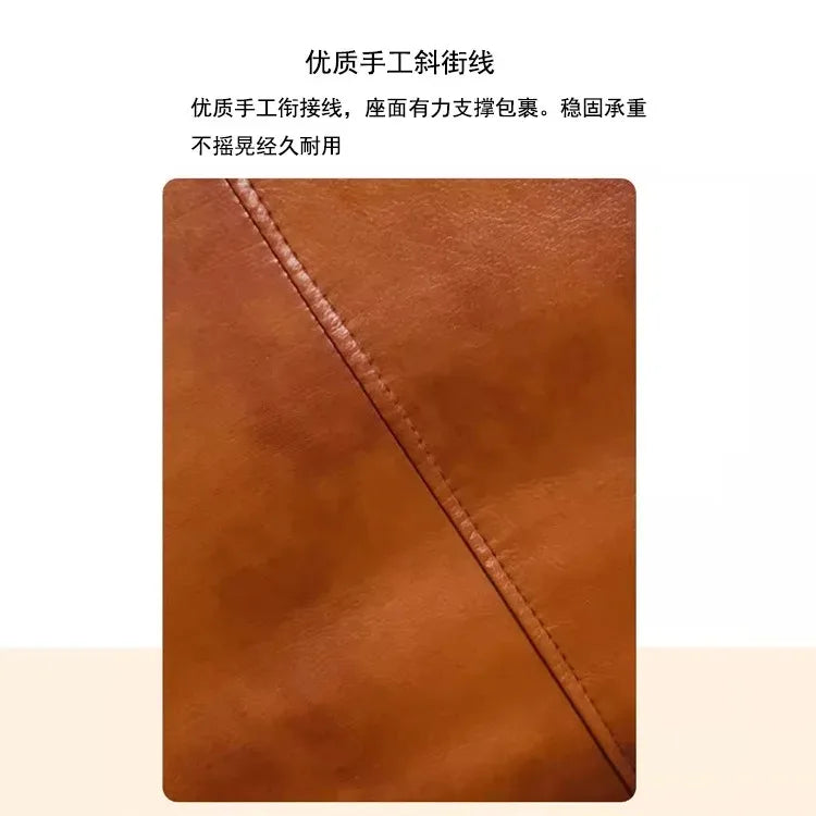 Medieval monk chair home solid wood dining chair designer homestay industrial wind wabi-Sabi oil wax leather back