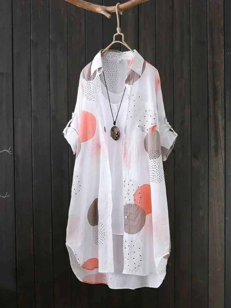 Blusa holgada informal de temperamento para mujer, blusa elegante de manga larga a la moda para mujer, camisa de protección solar para vacaciones y fines de semana.