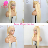 360 Full Lace Wig Human Hair Pre Plucked 613 Blonde Colored Lace Front Wigs Bone Straight Ponytail Human Hair Lace Frontal Wig