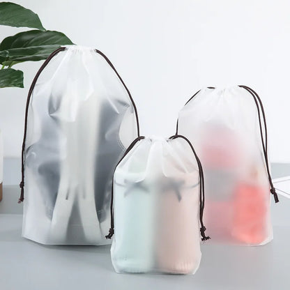 Clear Waterproof Travel Makeup Bag Cosmetic Organizer Drawstring Storage Bag Toiletry Bag