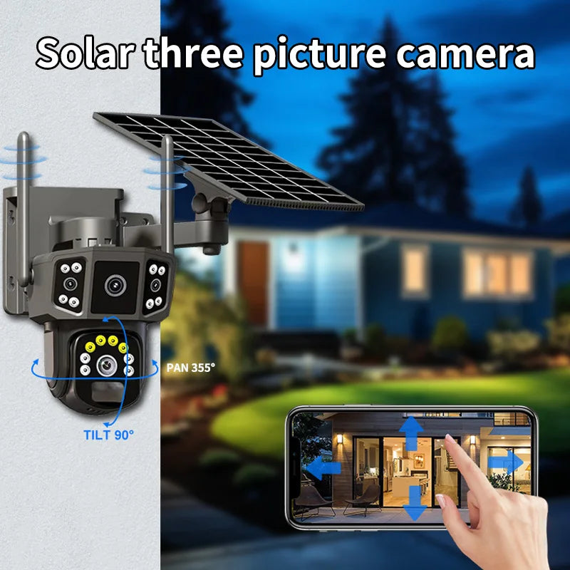V380 Pro 10X 4K Dual Lens Outdoor Security Network Camera Wireless Wi-Fi Solar CCTV, 4G SIM Solar Cameras