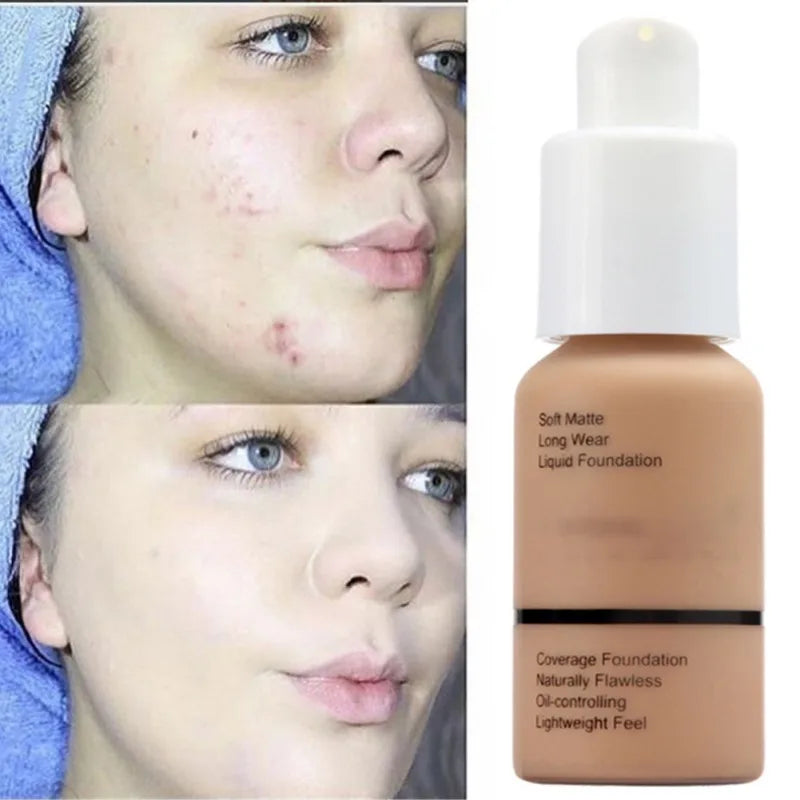 10 cores rosto base líquida natural fosco controle de óleo corretivo maquiagem iluminar o tom da pele suave profissional 8 cores
