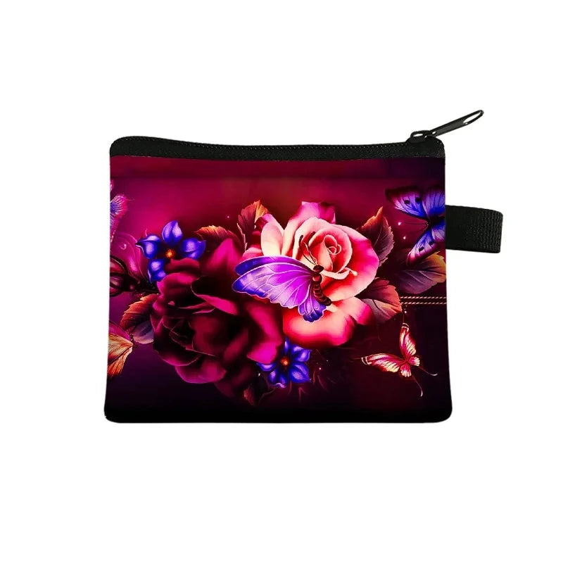 Carteira Portfel Men Wallet Women Cartera Mujer Female Short Cute Flower Zero Wallet Simple Fashion Card Bag Coin Purse Key Case