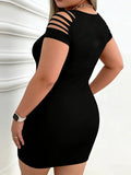 Plus Size Women's Dress Short Sleeve Cutout Slit Ribbed Bodycon Mini Dress Edgy Sexy Spring Summer Daily Stretchy Dress