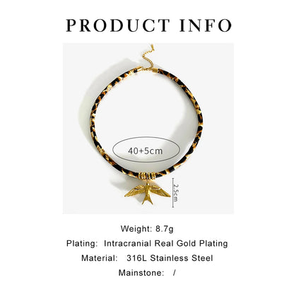 GHIDBK Europe and America Exaggerated Stainless Steel Heart Sun Pendant Necklace Vintage Trend Leopard Print Necklaces for Women