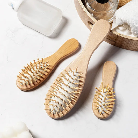Peine para el cabello con bolsa de aire para masaje, peine de madera de bambú con cojín de aire, antiestático, para mascotas con saludo de mano, productos para el cuidado de mascotas.