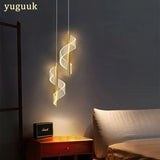 Lámpara colgante nórdica de espiral LED para mesita de noche, iluminación interior, dormitorio, sala de estar, decoración del hogar, luz acrílica moderna