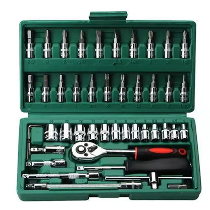 Professional Auto Repair Tool Kit 46/53pc Quick Ratchet Wrench Multi-Function Set for Home Industrial Use Chrome Vanadium Steel