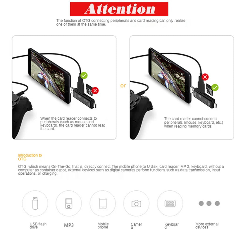 5 In 1 Multifunction USB 2.0 Type C/Usb/Micro Usb /TF/SD Memory Card Reader OTG USB Reader Card Adapter Mobile Phone Accessories