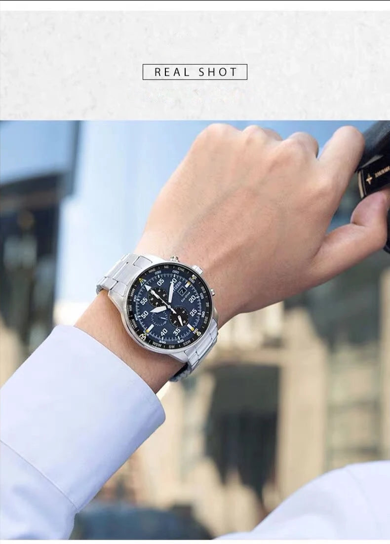 Citizen Fashion Men Stainless Steel Watch Luxury Calendar Quartz Wrist Watch Business Watches for Man Clock Montre Homme