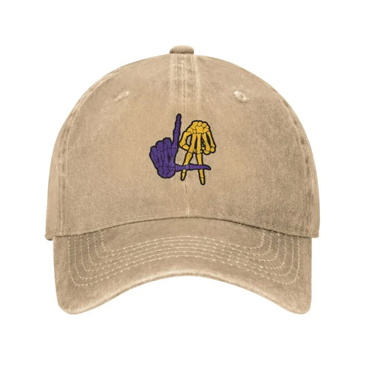 Fashion LA Lakers Skeleton Hand Sign Baseball Caps Women Men Snapback Cap Female Male Visors Sun Hat Unisex Adjustable