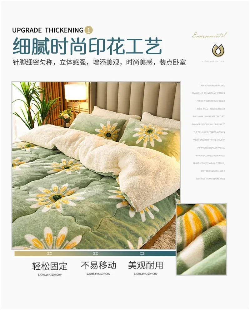 Plaid Super Thick Warm Blankets for Winter Autumn Milk Fleece Thicken Warmth Sleeping Blanket Soft Fluffy Comforter Quilt Duvet