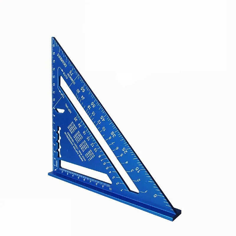 Regla triangular, herramienta de medición de 7 pulgadas, herramientas de carpintero de aleación de aluminio, regla de ángulo métrico en pulgadas, herramientas de carpintería cuadradas de velocidad