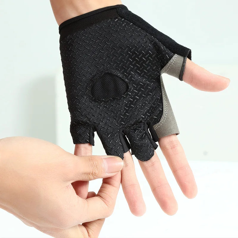 Men Women Gym Gloves Weightlifting Fitness Training Non Slip Palm Protector Breathable Fingerless Bike Bicycle Cycling Gloves