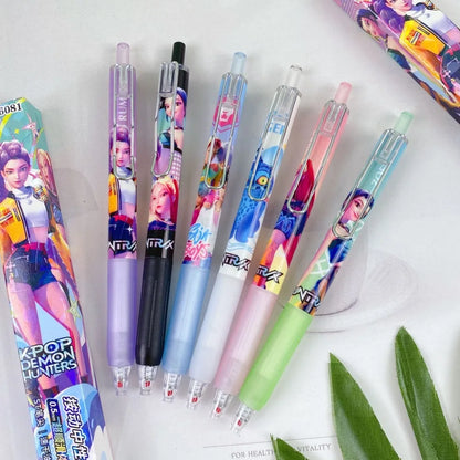 1/3/6/12Pcs KPop Demon Hunters Black Gel Pen Blind Box Student Writinng Pen Anime Figure Stationery Study Supplies Gift 0.5mm