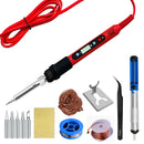 80W Soldering iron kit adjustable temperature LCD solder welding tools Ceramic heater soldering tips Tweezers soldering wire