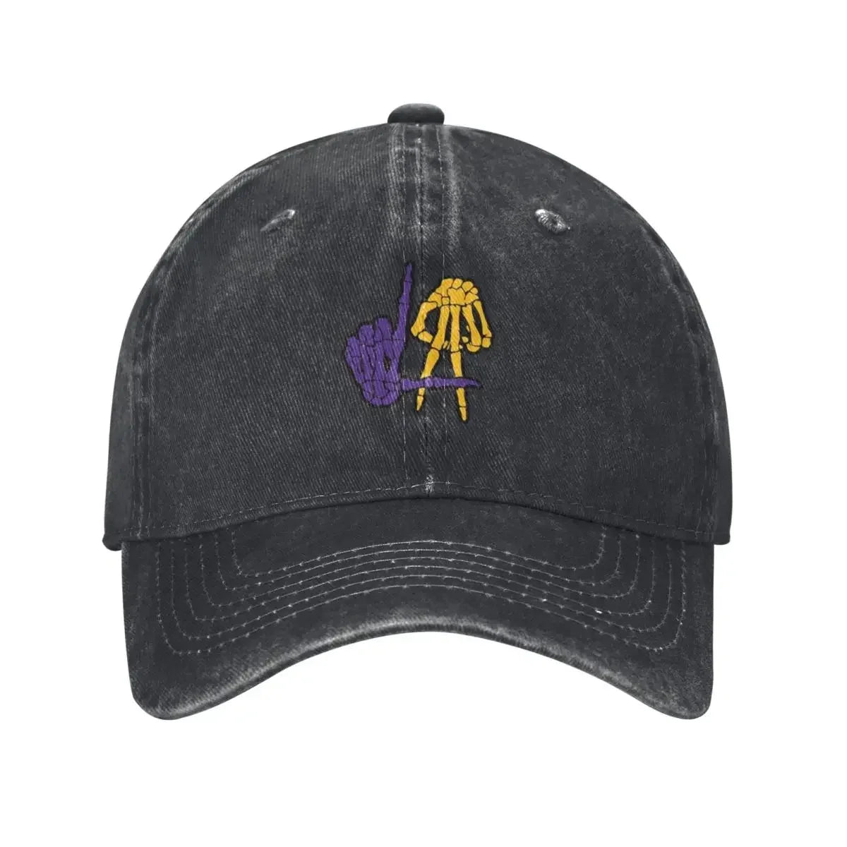 Fashion LA Lakers Skeleton Hand Sign Baseball Caps Women Men Snapback Cap Female Male Visors Sun Hat Unisex Adjustable